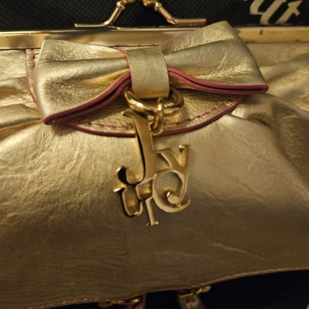 Rare Juicy Couture Kisslock Y2K Beautiful Gold Metallic Clutch Coin Bag - Picture 5 of 8